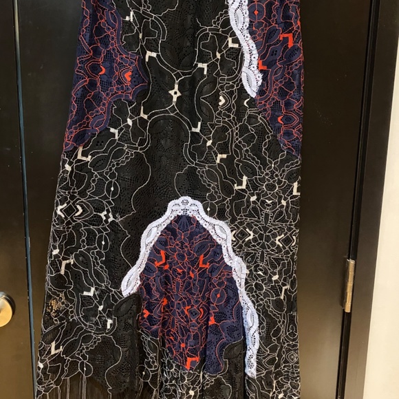 Jonathan Simkhai Black and Blue lace Midi Skirt - Picture 6 of 9